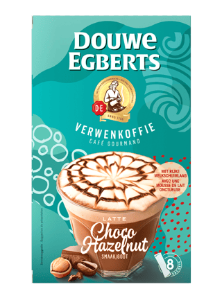 de oploskoffie verwenkoffie latte choco hazelnut